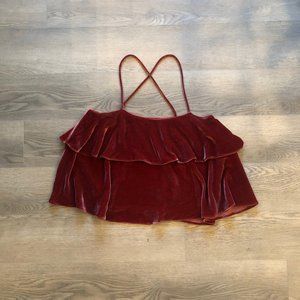 Deep orange velvet tank top (Madewell)